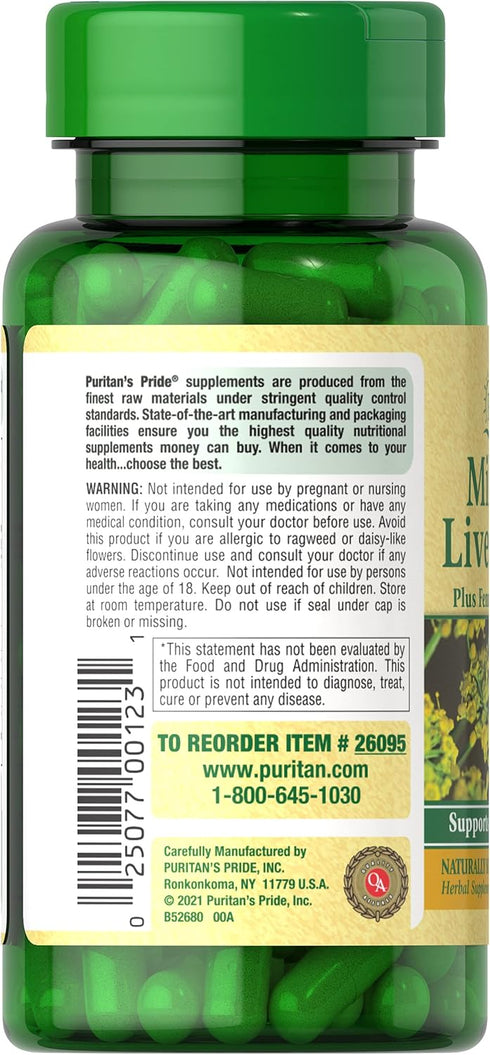 Puritan's Pride Milk Thistle Liver Complex, Supports Healthy Liver Function, 90 Count, White...