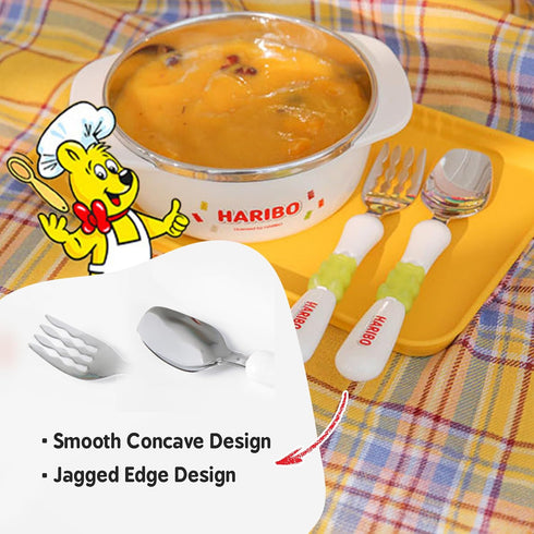 HARIBO Goldbear Spoon and Fork Set - Kids & Toddlers Plastic Flatware with HARIBO Goldbear Figure Handle, Kids Eating Utensils for 4 years + Child...