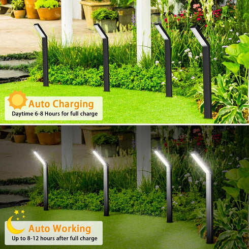 Solar Pathway Lights Outdoor, Aluminum Solar Yard Outdoor Lights with 3 Lighting Modes, Solar Garden Lights Outdoor Waterproof, Solar Landscape Pa...