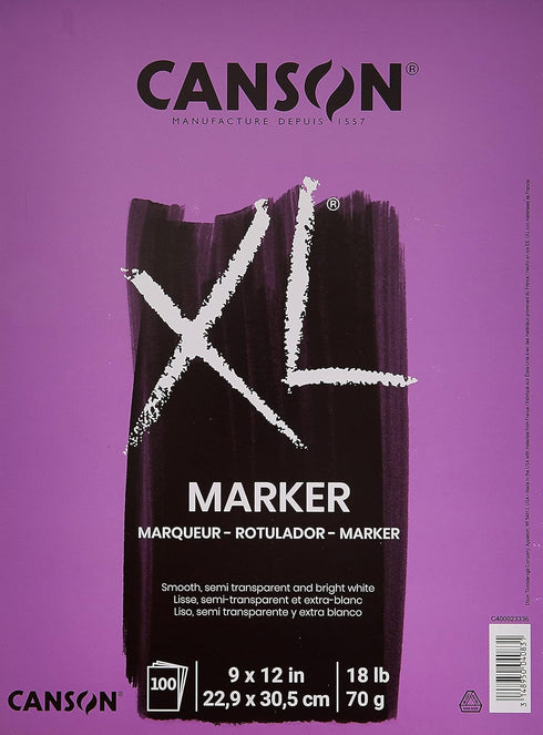 Canson XL Series Marker Paper, Foldover Pad, 9x12 inches, 100 Sheets (18lb/70g) - Artist Paper for Adults and Students...