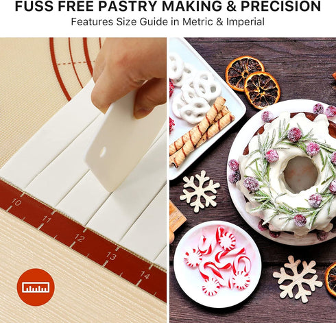 26x16 Inch Extra Thick Silicone Baking Mat with Measurements, Non-slip and Reusable - For Cookies, Bread, Pastry...