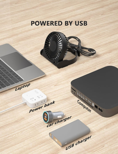 Small Desk Fan, 3 Speeds Silent Travel Fan, Portable mini Desktop Fan, 180° Foldable Table Fan, USB Powered Cooling Fan for Bedroom Home Office Ou...