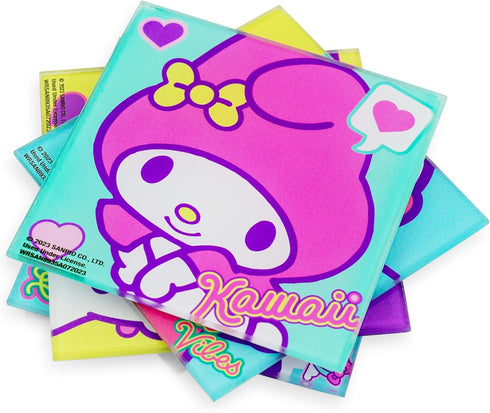 Sanrio Hello Kitty and Friends Glass Coasters for Drinks, Set of 4 | Home and Kitchen Tabletop Protection...