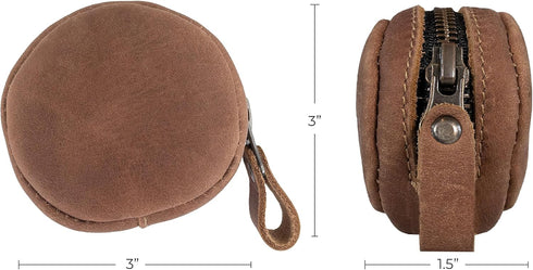 Hide & Drink, Rounded Coin Case, Zippered Wallet, Travel Pouch, Full Grain Leather, Handmade, Single Malt Mahogany...