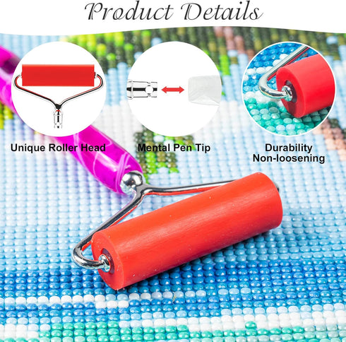 Sonsage Diamond Art Painting Resin Pen Only Purple Curvy 5D Ergonomic Diamonds Art Roller Accessories and Tools Set Dots Round Square Drill Wax Pe...