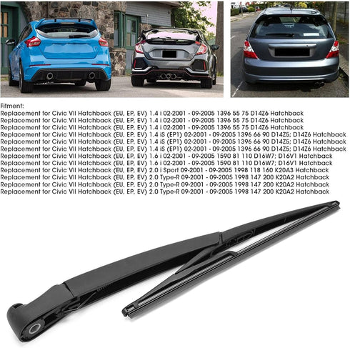 Rear Windshield Wiper Arm Blade Set 76720?S6D?E01 Rear Wiper Arm and Blade Replacement for Civic VII 2001?2005...
