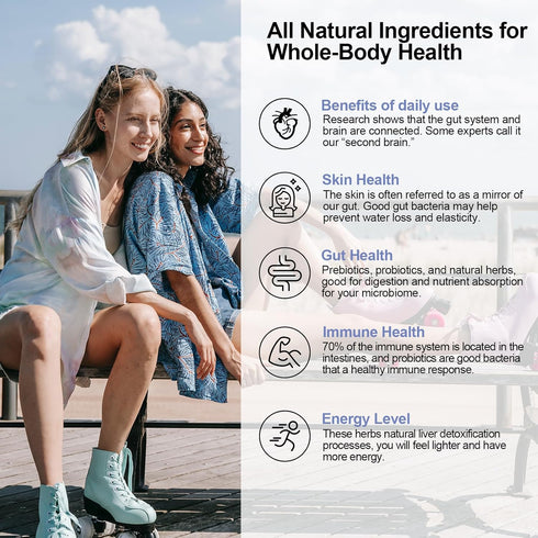 Probiotics for Women and Men 300 Billion CFU 24 Strains Probiotics with 15 Organic Herbs Prebiotics Blend Shelf Stable Probiotic Supplement for Di...