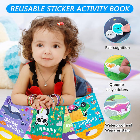 Sticker Books for Kids 3-4, Reusable Sticker Book, Quiet Busy Book, Montessori Preschool Learning Activities Educational Travel Toys Gift, Insect ...