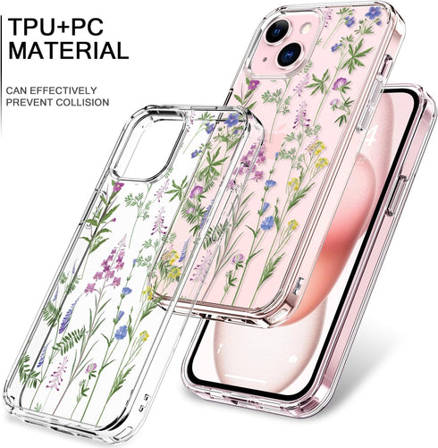 bicol Compatible with iPhone 15 Case,Crystal Clear Cover with Fashionable Designs for Girls Women,Slim Fit Shockproof Protective Acrylic Phone Cas...