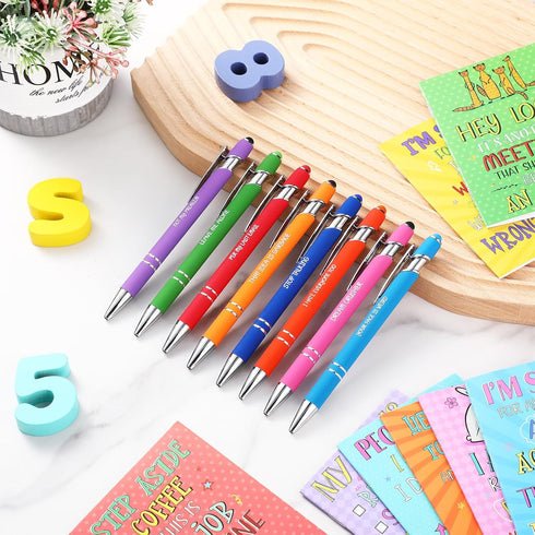 32 Pcs Funny Gifts Set Negative Verse Notebooks Ballpoint Pens Funny Pens Quotes Notepads Touch Stylus Pens Passive Gifts Set for Women Men Cowork...