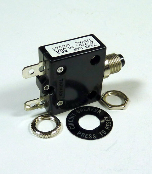 Philmore 50A Push Button Manual Reset Thermal Circuit Breaker 50V DC, 125V AC...