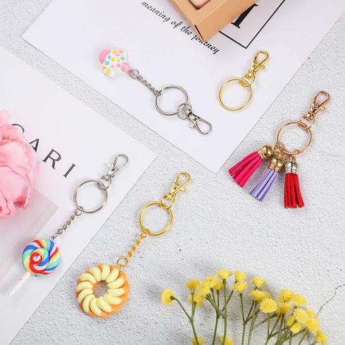 Hotop 100 Pieces Swivel Clasps Set 50 Piece Lanyard Snap Hooks with 50 Piece Key Chain Rings, Lobster Keychain Clip Hooks Lobster Claw Clasps for ...