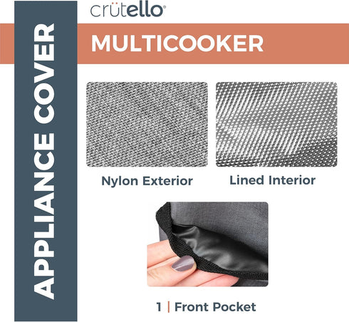 Crutello Dust Cover with Storage Pocket - Compatible with Instant Pot 8 Quart, Measures 13.25" x 14.75"...