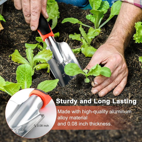 Garden Shovel Trowel Garden Tool with Measurement Mark, Heavy Duty Gardening Shovel Hand Tools Garden Spade with Ergonomic Handle, Small Garden To...