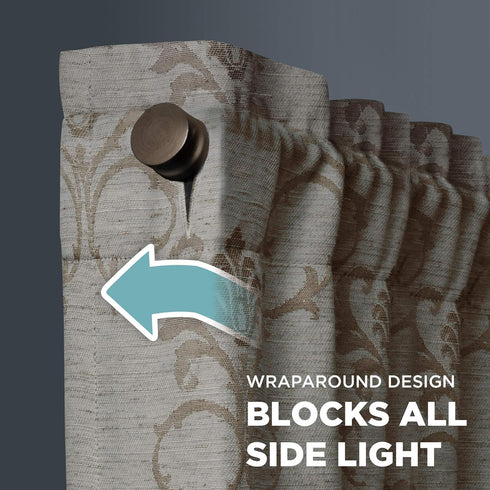 Zenna Home Smart Curtains 100% Blackout Window Curtain, Damask Ultimate Light Blocker (1 Panel), 40 Inches x 63 Inches, Tan...