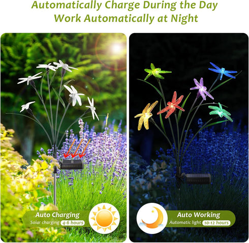 Solar Garden Light Spring Outdoor Decoration Dragonfly Swing light Set 2 Suitable for patio garden patio yard landscape path decoration...