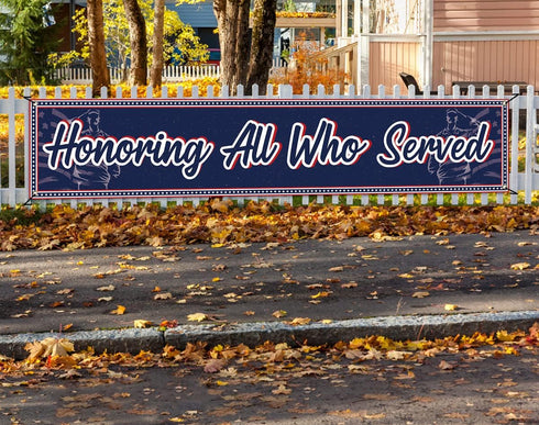 Vohado Honoring All Who Served Fence Banner Veterans Day Decorations American Patriotic Parade Home Garden Yard Hanging Sign...