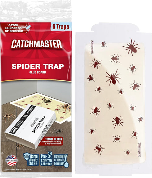 Catchmaster Spider Traps Glue Boards 6-Pack, Adhesive Bug Catcher, Insect, Scorpion, Cricket, Cockroach, & Spider Killer for Home, Bulk Glue Traps...