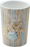 Zenna Home Seaside Serenity Bathroom Tumbler with Carved Resin Design, Cotton Swab Holder or Jewelry Holder for Bathroom Decor with Hand-Painted S...