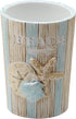 Zenna Home Seaside Serenity Bathroom Tumbler with Carved Resin Design, Cotton Swab Holder or Jewelry Holder for Bathroom Decor with Hand-Painted S...