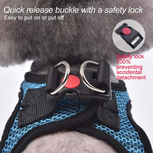 Dog Harness Step-in Breathable Puppy Cat Dog Vest Harnesses for Small Medium Dogs Blue...