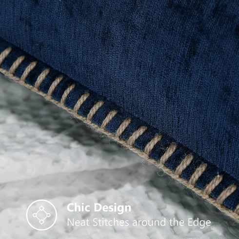 decorUhome Chenille Soft Throw Pillow Covers 18x18 Set of 2, Farmhouse Velvet Neutral Decorative Pillow Covers with Stitched Edge for Couch Sofa B...