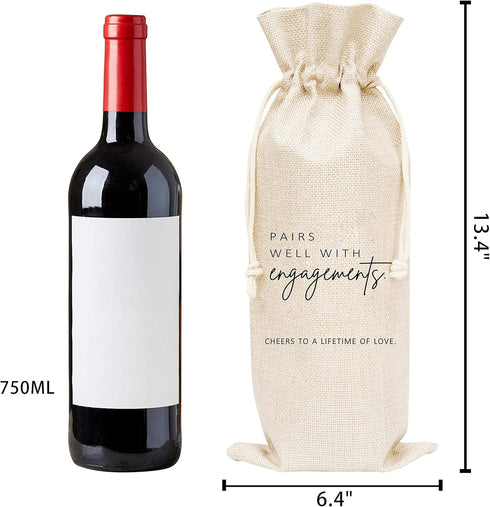 Wedding Gift Wine Bags, Burlap Wine Bottle Cover Bag For Engagement, Bridal Shower, Bridesmaid, Bachelorette Party Favor, 1 Pc Wine Bag (A32)...