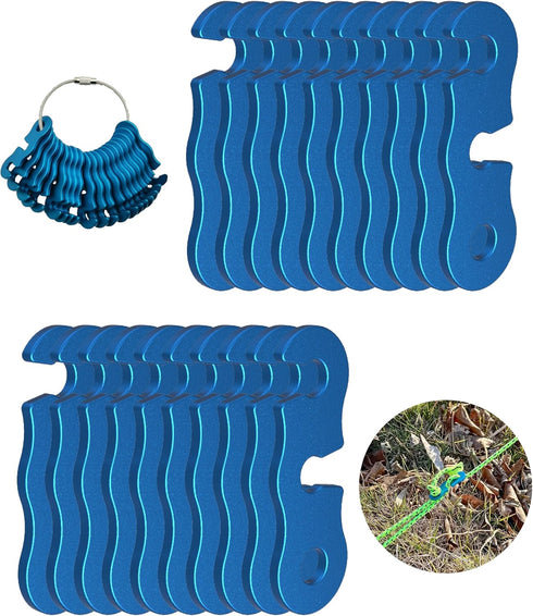 Rope Tensioner (20 Pack) Aluminum Alloy Camping Tent Guyline Cord Adjuster Camping of Gear for Camping, Hiking, Backpacking Ultralight Tent Stakes...
