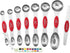 Spring Chef Red Stainless Steel Magnetic Measuring Spoons Set of 8 with Leveler, Dual Sided Nesting Teaspoon & Tablespoon Measuring Spoons, Kitche...