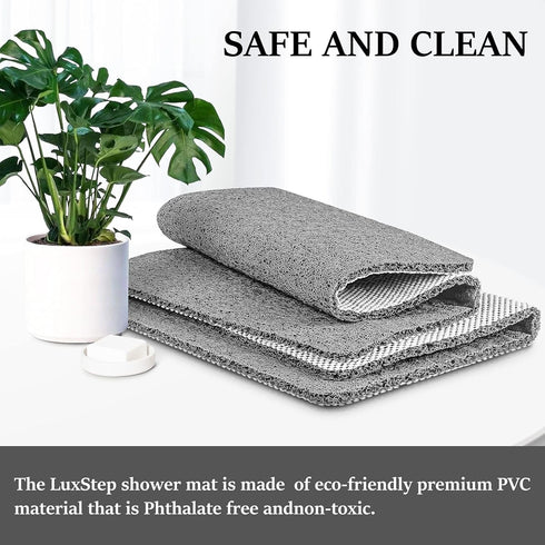 LuxStep Shower Mat Bathtub Mat,24x16 inch, Non-Slip Bath Mat with Drain, Quick Drying PVC Loofah Bathmat for Tub,Shower,Bathroom (Phthalate Free,G...