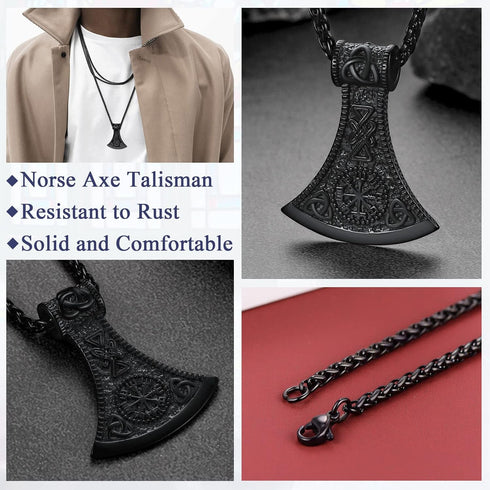 FaithHeart Viking Axe Pendant Necklace for Men Women Stainless Steel Norse Vikings Jewelry with Delicate Gift Packaging...