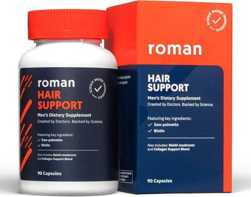 ROMAN Hair Support Supplement for Men | with Saw Palmetto, zinc, and biotin to Help Support and Nourish Hair | 30-Day Supply (90 Capsules)...