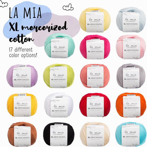 5 Ball%100 Mercerized La Mia XL Mercerized Cotton Total 8.8 Oz. Each 1.76 Oz (50g) / 103 Yrds (95m) Super Soft, Medium Worsted, Afghan, Yarn, Gree...