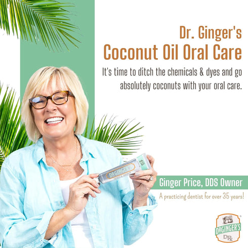 Dr. Ginger's White Charcoal Dental Floss - Expandable Floss for Deep Cleaning, Mint - 32yds, 3 pcs - Tooth Floss Infused with Coconut Oil and Xyli...