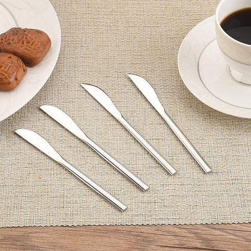 VANRA 5.8in 4-Piece Dessert Knives Set Stainless Steel Kids Dinner Knife Appetizer Fruit Snack Serving Knives Small Flatware Set...