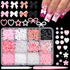BELICEY 3D Bow Nail Charms 600PCS Flowers Nail Charm Pink&White Flatback Pearls Beads Star Heart Bowknot Cute Nail Charms Nail Supplies Accessorie...