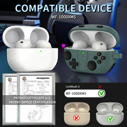 RFUNGUANGO case for Sony WF-1000XM5 with Keychain/Cleaning Tool, Soft Silicone Protective Case, Gaming Console Theme Protective Case (for Sony WF1...