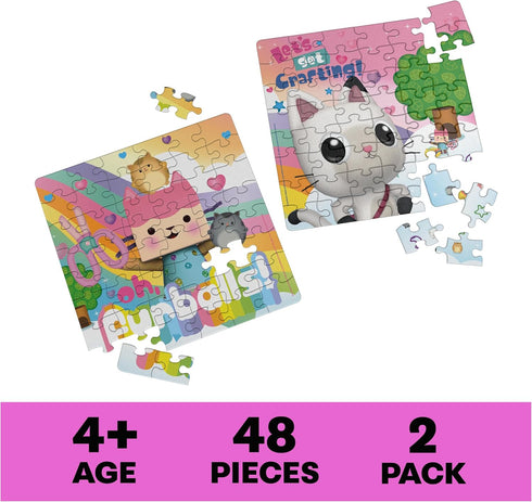 Spin Master Games Gabby’s Dollhouse, 2-Puzzle Pack 48-Piece Jigsaw Puzzles in Character Storage Tubes Gabby’s Dollhouse Toys Kids Puzzles, for Pre...