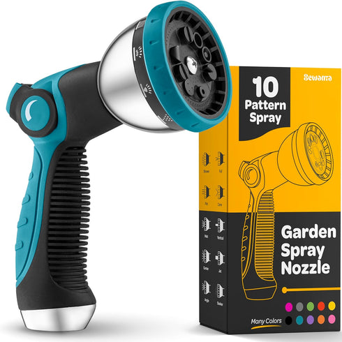 Hose Nozzle Heavy Duty Hose Sprayer With 10 Adjustable Watering Patterns. Thumb Control Design, Comfortable Ergonomic Grip, Garden Hose Nozzle for...