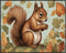 Posterizer 1 pcs- A Squirrel on the ground sorrounded by leaves-Art for Animal Lovers- Gift for Men Women Entrepreneur Teens-decor for Bedroom, Of...