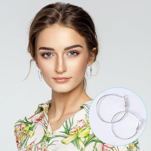 96Pcs Hoop Earrings Finding, Hypoallergenic Alloy Round Earring Hoops for Jewelry Making, Gold Silver Open Beading DIY Earrings Craft Art Accessor...