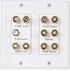 Cable Matters Double Gang 5.1 Speaker Wall Plate (Home Theater Wall Plate, Banana Plug Wall Plate) in White...