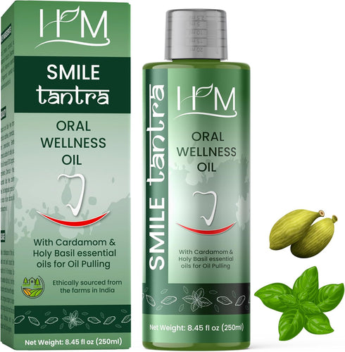 Smile Tantra Oil Pulling with Cardamom & Holy Basil Essential Oils for Oral Health, Healthy Teeth & Gums, Alcohol Free Mouthwash, Teeth Whitening,...
