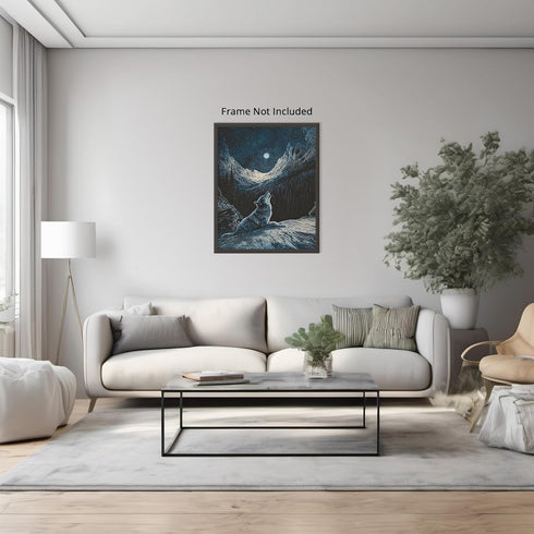 Posterizer 1 pcs-beautiful howling lone wolf under the full moon 2-Art for Animal Lovers Gift for Art Lovers Decorations for Bedroom, Office, Livi...