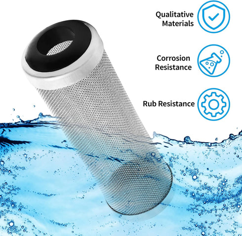 Stainless Steel Aquarium Filter Intake Cover, 16mm Shrimp Filter Guard Metal Fish Tank Filter Intake Strainer, Mesh Tube Filter Net Cover Aquarium...