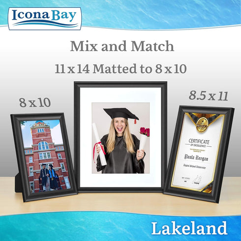 Icona Bay 8x10 Black Picture Frame - Contemporary Photo Frame 8 x 10 - Composite Wood Frame for Walls or Tabletop - Lakeland Collection...