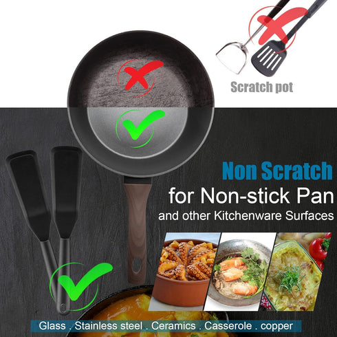 Silicone Thin Spatula Omelet Spatula Turner Long Crepe Spatula Heat Resistant Cooking Spatula Non Stick Pancake Spatula for Cooking Egg Burgers Pi...