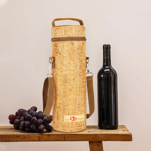 Insulated Wine Bag, Cork Single Bottle Wine Gift Bags, Cooler Carrier Tote Bag for Travel Party Beach Wedding Reusable & Recyclable...