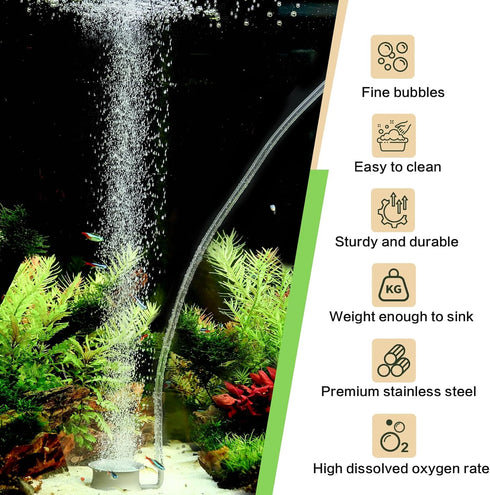hygger Aquarium Air Stone Kit Small Nano Bubbles Quiet Ultra High Dissolved Oxygen Stone Fish Tank Air Stone Stainless Steel Fish Tank Bubbler Air...