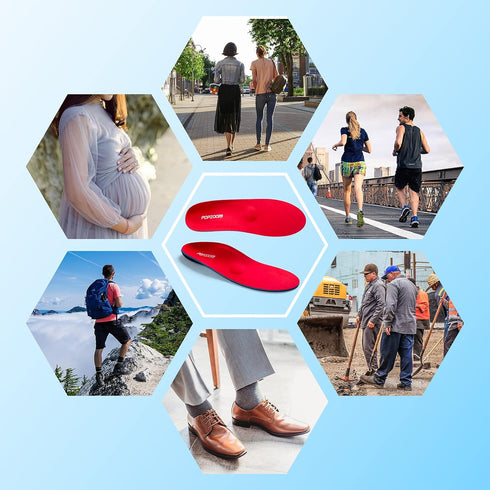 Arch Support Flat Feet Insoles - Orthotic Shoe Inserts, 3cm, Red, Unisex...